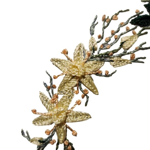 Vintage Framed Floral Embroidery Artwork - Picture 4 of 9